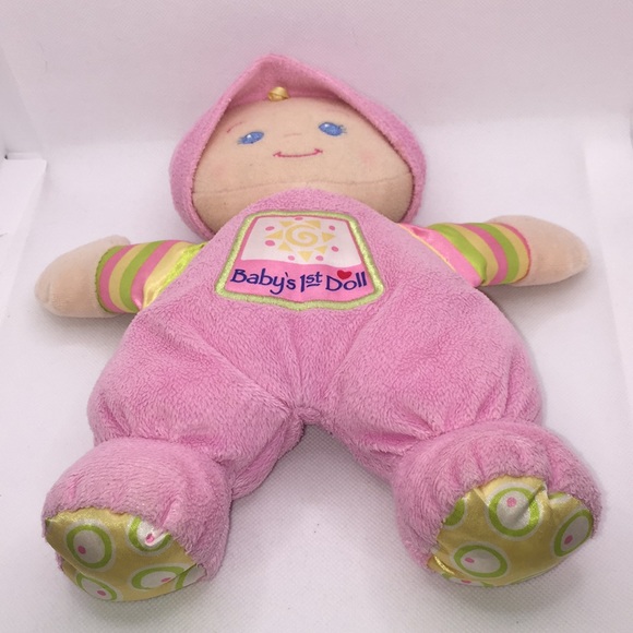 Fisher Price Babys 1st Doll Pink Rattle Soft Body Plush Doll 9 Inch - Picture 6 of 10